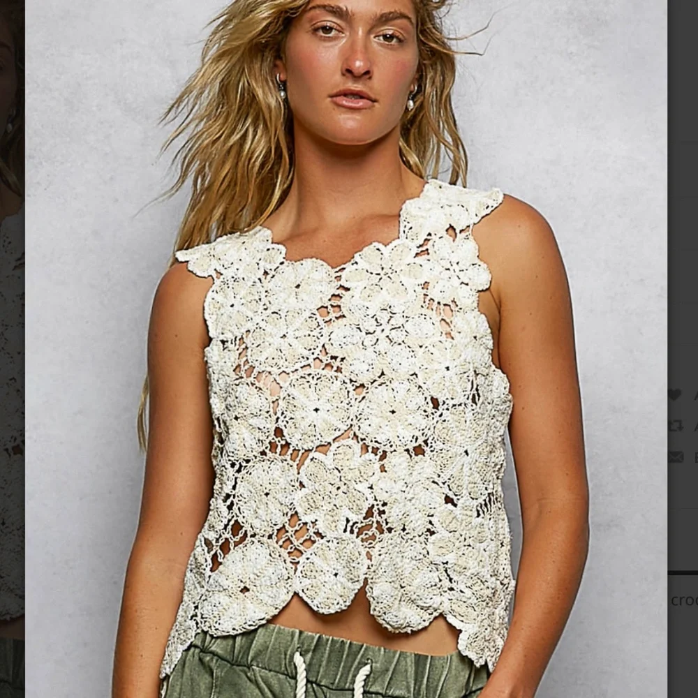 POL “ Sabrina 2 ”  POL Sleeveless Crochet top with varied Pattern 57A